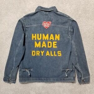Human Made Denim Trucker Jacket DRY ALLS Jean Jacket Sz L Nigo Pharrell Williams